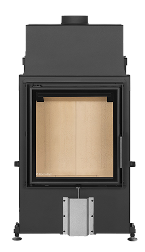 foyer de cheminee a bois romotop impression 2 G 55 60 01 porte ouverture laterale - vignette, interieur de foyer en briques réfractaires crème