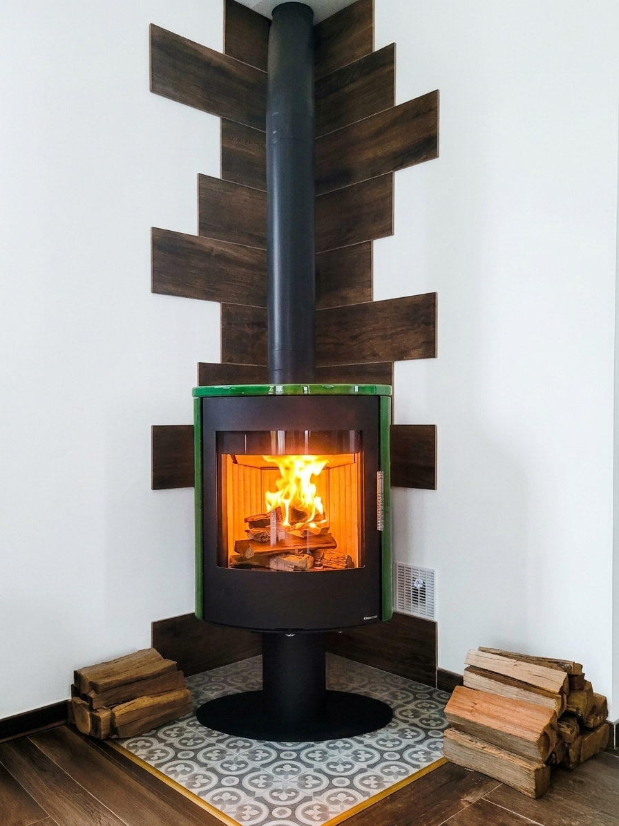Mise en place d'un poêle à bois rotatif Ovalis T