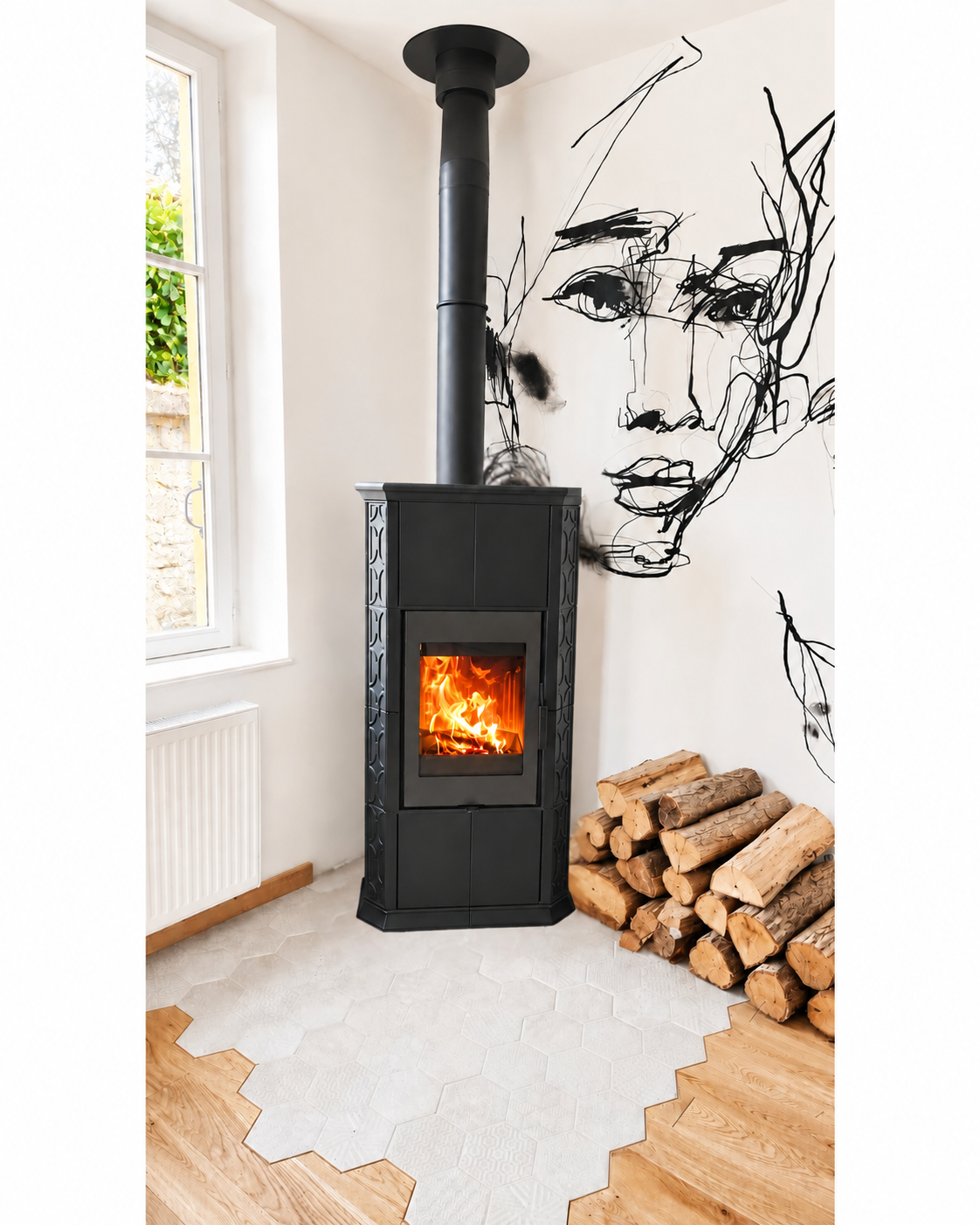 Installation d'un poêle à bois rustique Gremio 4