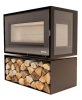 Poêle à bois LORIUM 90 FREE BOX grandes bûches de 50 cm Vitres  LORIUM : latérale à droite 1 vitre (2F)