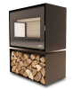 Poêle à bois LORIUM 75 FREE BOX grandes bûches de 50 cm Vitres  LORIUM : latérale à gauche 1 vitre (2F)