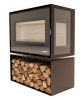 Poêle à bois LORIUM 75 FREE BOX grandes bûches de 50 cm Vitres  LORIUM : latérale à droite 1 vitre (2F)