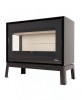 Poêle à bois LORIUM 65 FREE IXLP grandes bûches de 50 cm Vitres  LORIUM : latérale à gauche 1 vitre (2F)