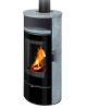 Poêle à bois moderne ASKJA EX F4, foyer en béton blanc Finition : Pierre Ollaire / Foyer en béton : Clair