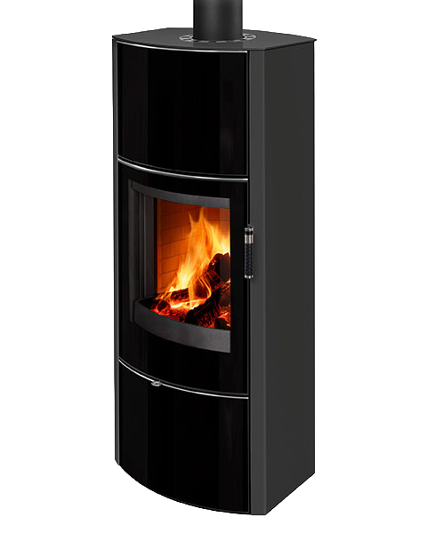 Poêle à bois moderne ECUADOR H EX F4, foyer en béton blanc