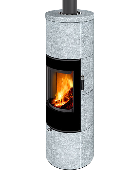Poêle à bois moderne EGON SE F4, foyer en béton blanc