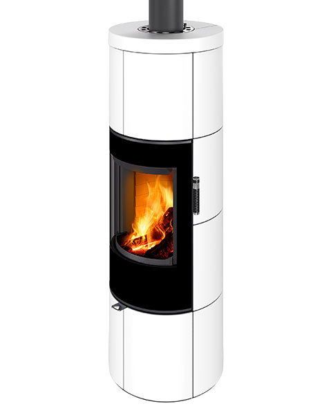 Poêle à bois moderne EGON SE F4, foyer en béton blanc