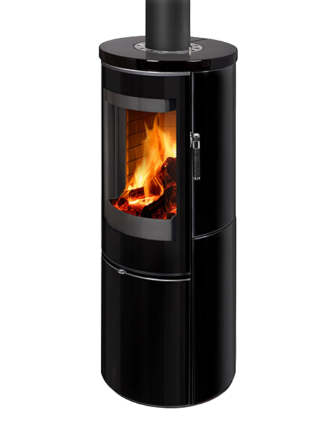 Poêle à bois moderne VULSINI EX F4, foyer en béton blanc