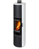 Poêle à bois moderne VULSINI H SE F4, foyer en béton blanc Finition : 10 Céramique STORCH / Foyer en béton : Clair