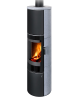 Poêle à bois moderne VULSINI H SE F4, foyer en béton blanc Finition : Pierre Ollaire / Foyer en béton : Clair