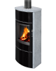 Poêle à bois moderne ECUADOR EX F6, foyer en béton noir Finition : Pierre Ollaire / Foyer en béton : Noir