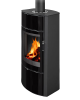 Poêle à bois moderne ECUADOR EX F6, foyer en béton noir Finition : Finition acier / Foyer en béton : Noir