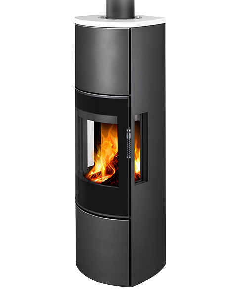 Poêle à bois moderne HIERRO 3S H SE, chamotte crème