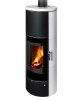 Poêle à bois moderne ASKJA H SE F4, foyer en béton blanc Finition : 10 Céramique STORCH / Foyer en béton : Clair