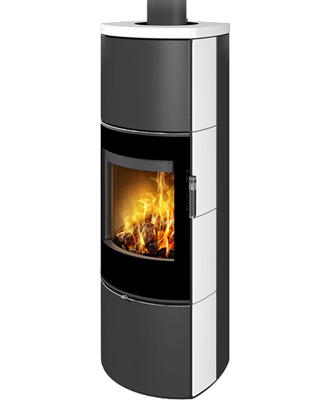 Poêle à bois moderne HIERRO H SE F4, foyer en béton blanc