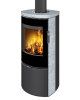 Poêle à bois moderne HIERRO SE F6, foyer en béton noir Finition : Pierre Ollaire / Foyer en béton : Noir