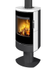 Poêle à bois moderne HIERRO T SE F6, foyer en béton noir Finition : 10 Céramique STORCH / Foyer en béton : Noir