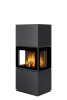 Poêle à bois moderne PELEE CG, foyer en béton blanc Finition : Acier - Noir