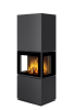 Poêle à bois moderne PELEE C GH, foyer en béton noir Finition : Acier - Noir