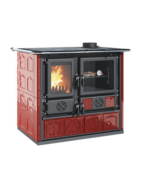 Cuisinière à bois Rosa 5.0 - Maiolica - Finition : Céramique Bordeaux