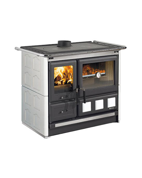 Cuisinière à bois Rosa XXL 5.0 - Maiolica - Finition : Céramique Blanc Infinity
