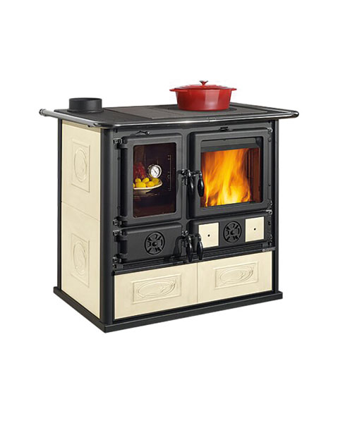 Cuisinière à bois Rosa Sinistra Reverse - Finition : Céramique Liberty Parchemin