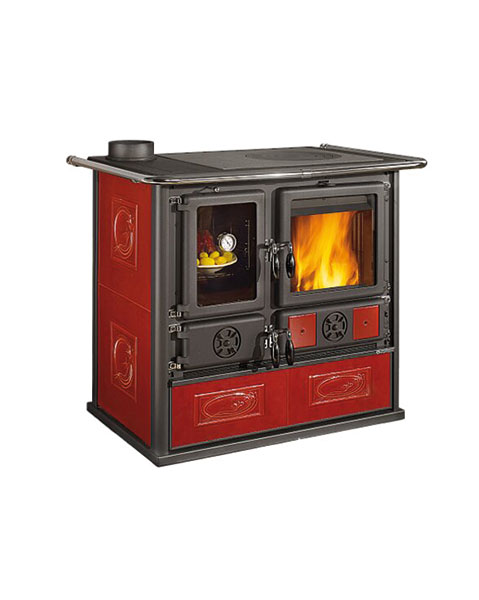 Cuisinière à bois Rosa Sinistra Reverse - Finition : Céramique Liberty Bordeaux