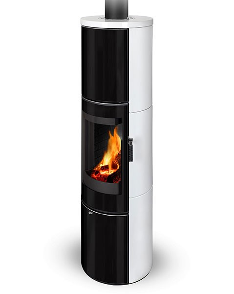 Poêle à bois moderne VULSINI H EX F6, foyer en béton noir