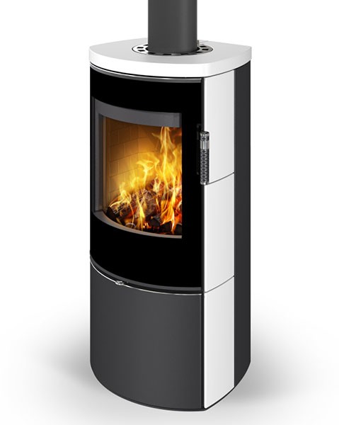 Poêle à bois moderne HIERRO SE F4, foyer en béton blanc