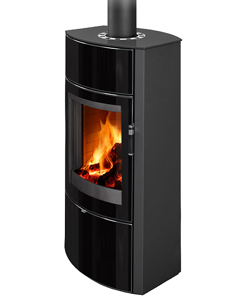 Poêle à bois moderne ECUADOR EX F4, foyer en béton blanc