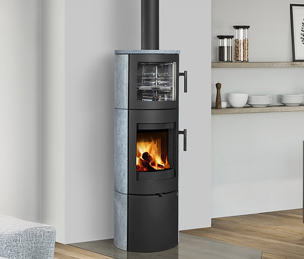 Poêle à bois avec four de cuisson, modèle LUGO N four par ROMOTOP 