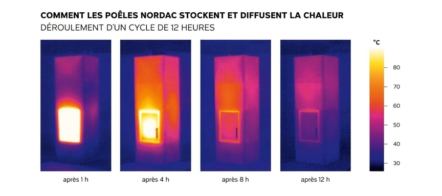 Comment nos poêles NORDAC stockent et transmettent la chaleur sur un cycle de 12 heures