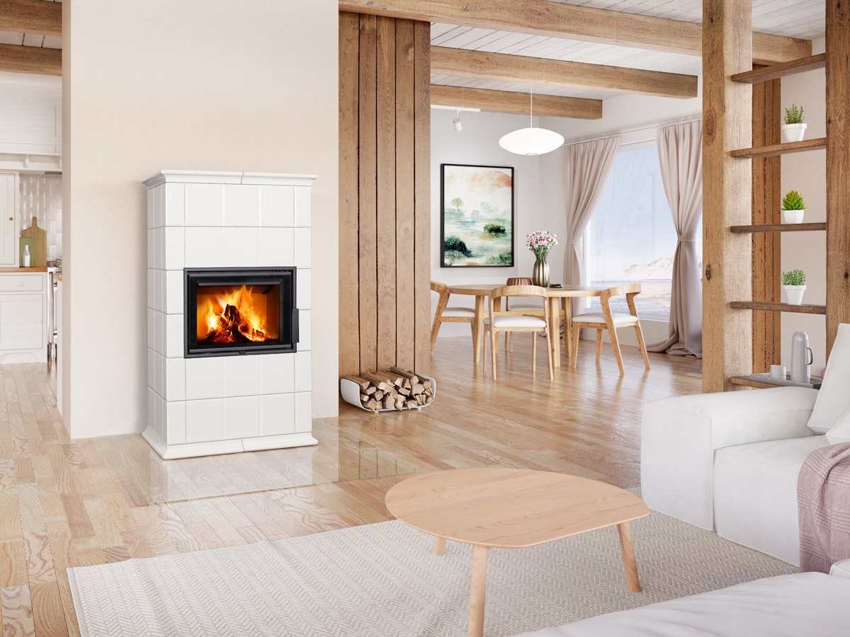Poêle à bois rustique ROMOTOP BARACCA en céramique, style traditionnel